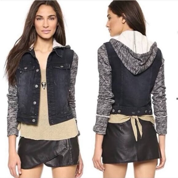 Free People Mix Media Denim Jacket - Picture 1 of 4